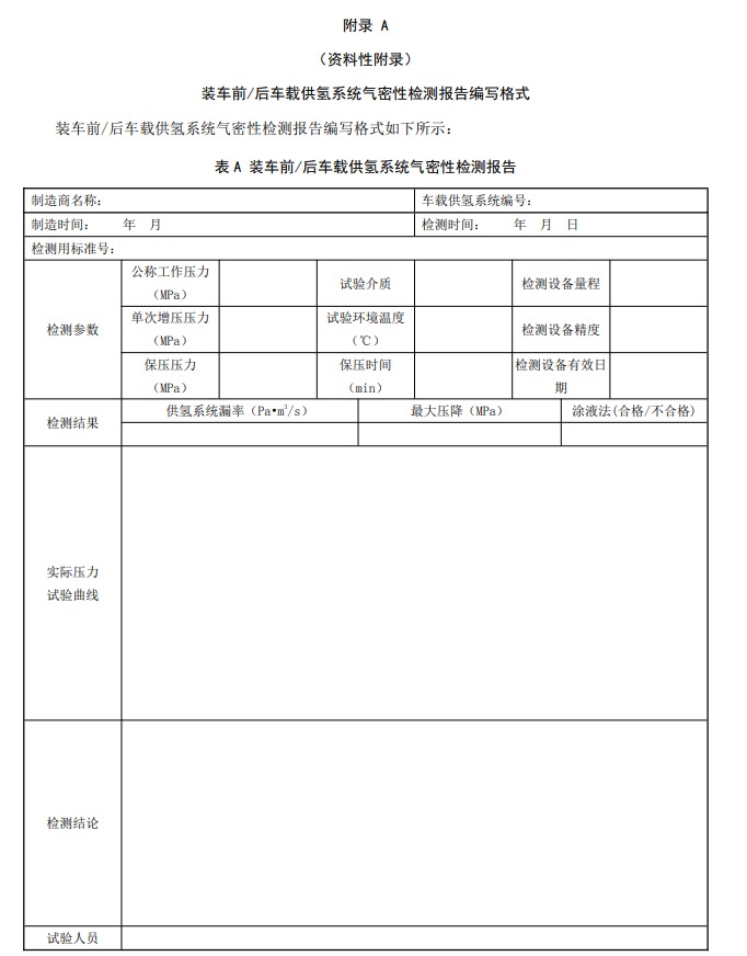廣東《燃料電池電動汽車車載供氫系統檢測置換技術要求征求意見稿》