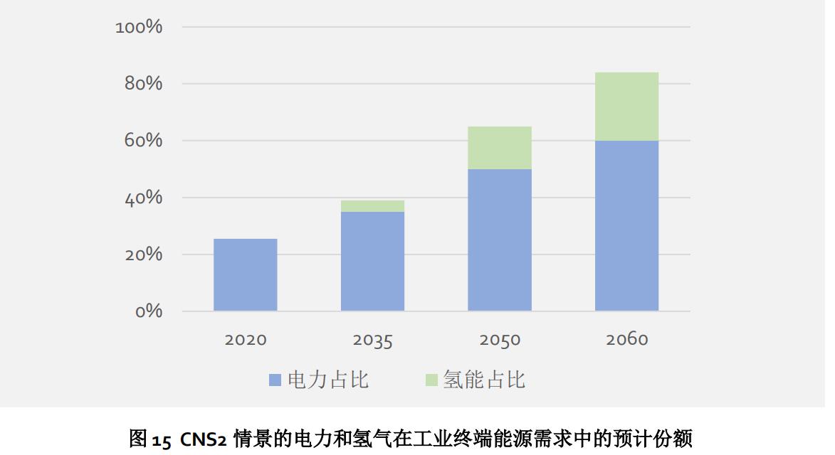 CNS2情景的電力和氫氣在工業(yè)終端能源需求中的預(yù)計(jì)份額.jpg